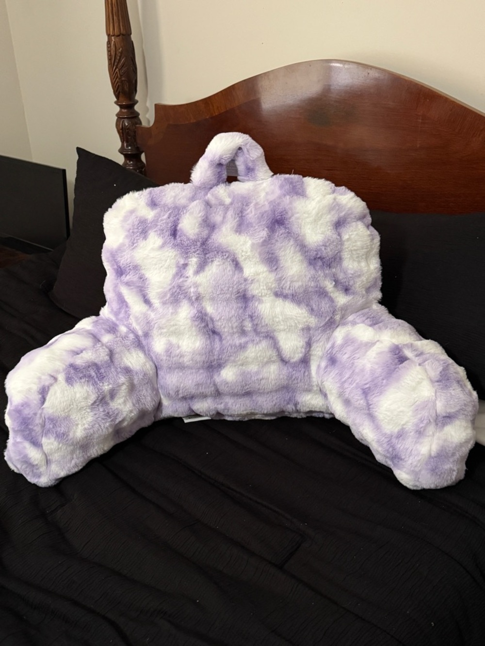 Comfort Bay Lavender & White Plush Reading Pillow with Armrests